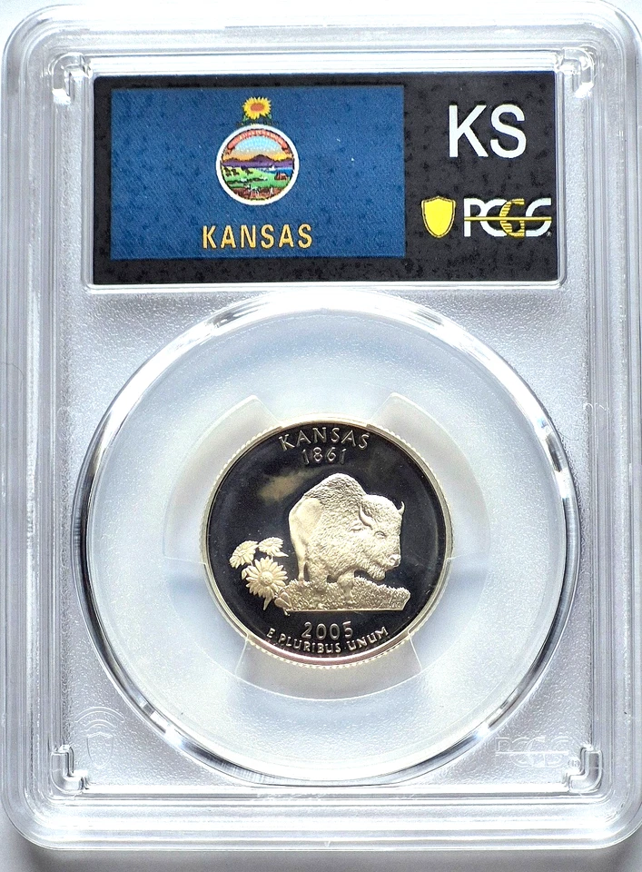 2005 S State Quarter Set 90% Silver PCGS High Graded PR69DCAM (CA/KS/OR/MN/WV) - Image 4 of 4