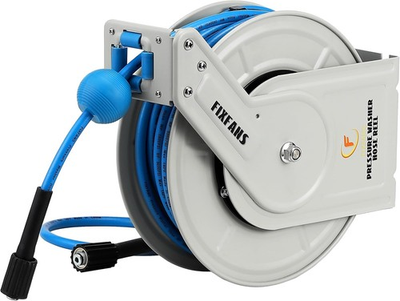#ad Pressure Washer Hose Reel with Hose 1 4quot; × 60ft Retractable White Blue $138.76