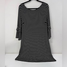 Ann Taylor Black & White Striped Dress Size 12
