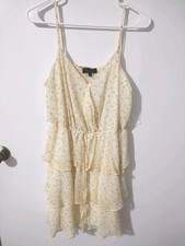Trixxi Boho Cottagecore Tiered Floral Dress Floral Yellow Sz L