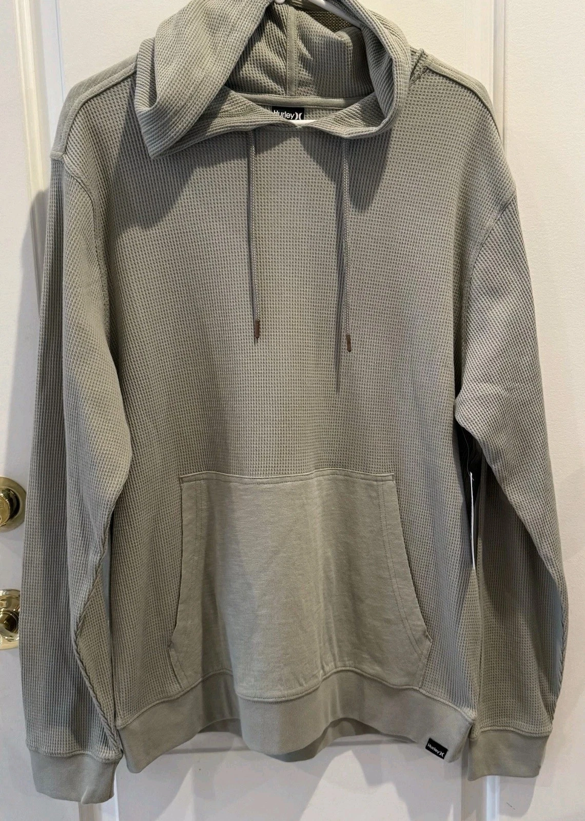 Hurley Thermal Shirt Mens M Waffle Knit Hooded Thermal Pull Over Shirt NWT