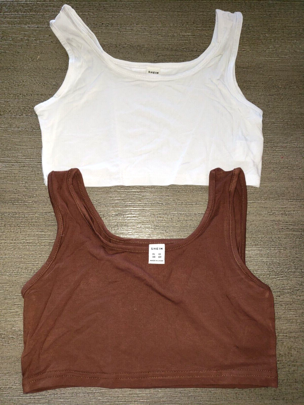 2 girls CROP TOPS size 10 year SHEIN chocolate brown white SOLID COLORS NEW  NIP | eBay