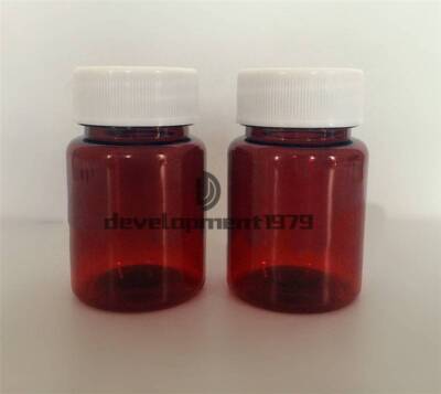 10pcs NEW 60ml Lab seal bottles plastic medicine sample vials   brown&lids #D7