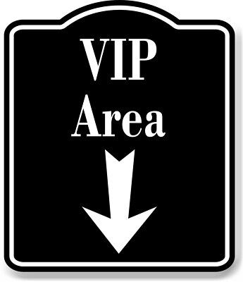 VIP Area Down Arrow BLACK Aluminum Composite Sign