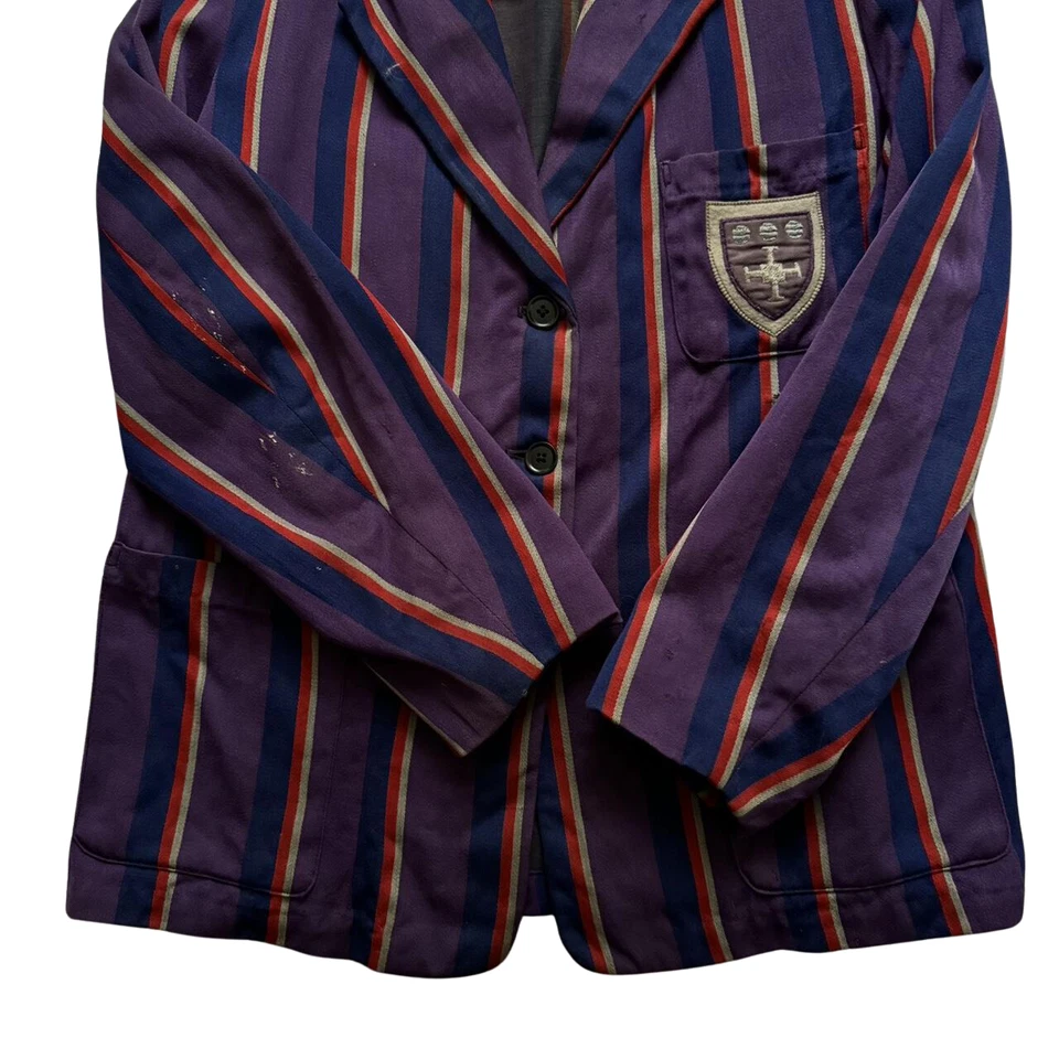 Chaqueta de lana a rayas púrpura de la Universidad de Cambridge de Joshua Taylor de la década de 1940 Foto 4 de 4