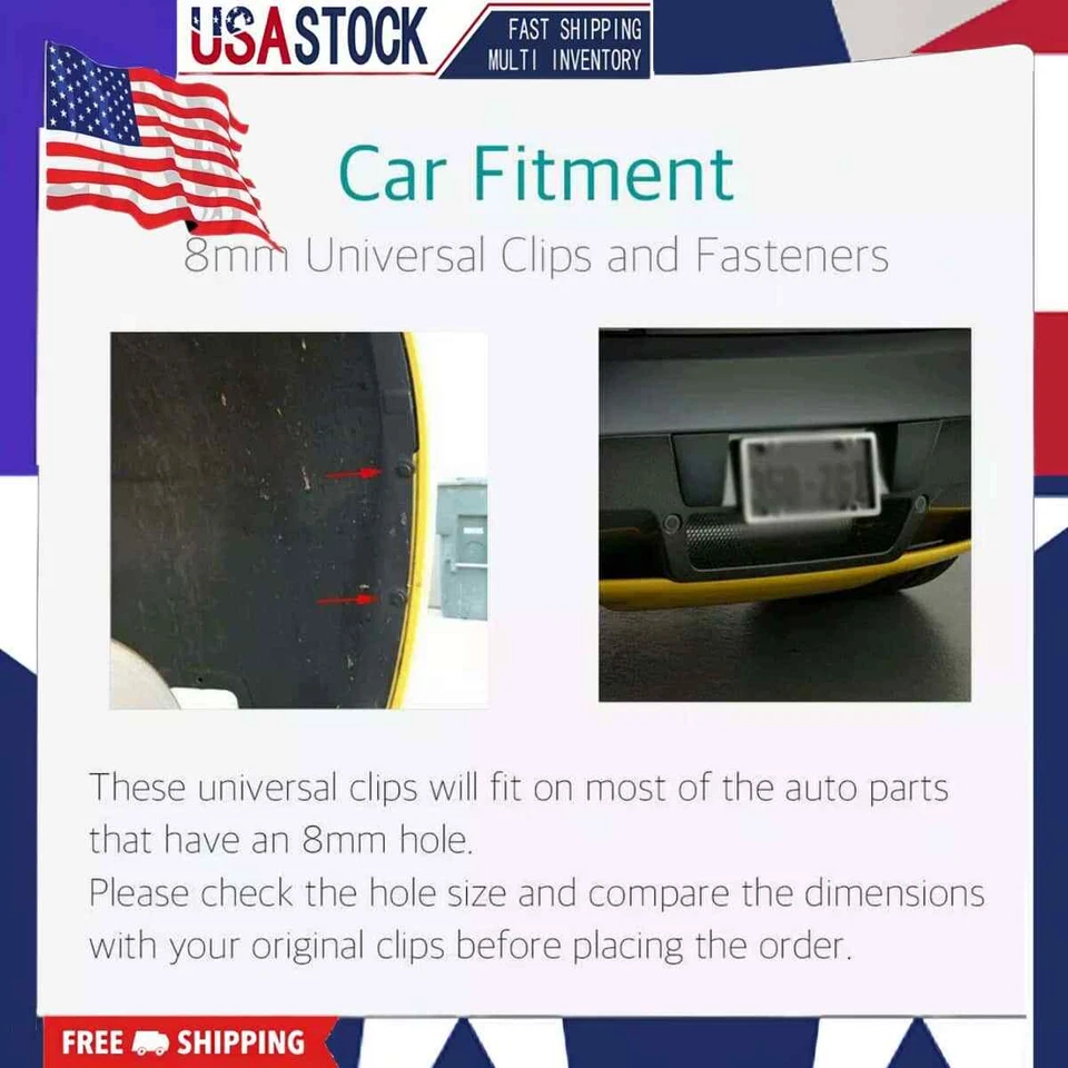 120 PIEZAS 8mm Clips de Parachoques Auto Coche Agujero Retenedor Remaches Sujetador Guardabarros Pin de Empuje Foto 4 de 4