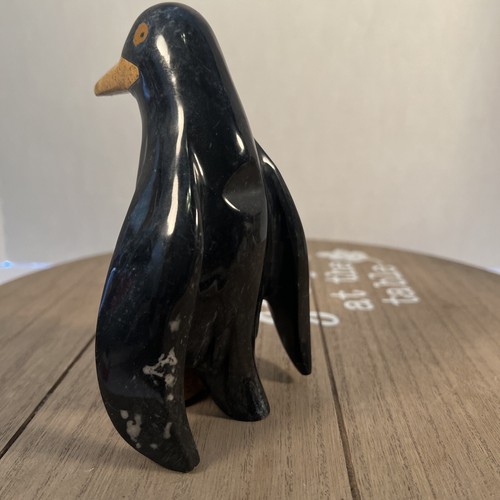 "Pingüino único tallado en mármol de ónix blanco negro 6"" de alto 4"" de ancho, peso pesado 2 libras" - Imagen 14 de 14