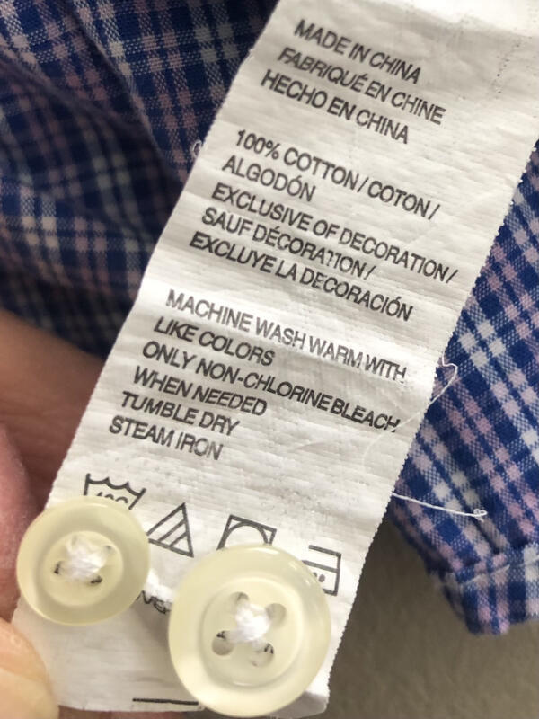 IZOD  EUC Button-Down Blue White Check Cotton  XL - image 6