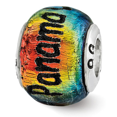 Panama City Orange Dichroic Glass Bead .925 Sterling Silver Reflection Beads