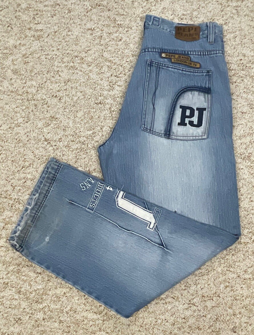 あかさ PEPE JEANS ジョーツ b系 bboy 総柄 フェード Pepe Jeans 36x34 UK 73 Blue London Denim Hip Hop Baggy Wide Leg | eBay
