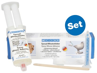 WEICON Epoxyd-Minutenkleber universell transparent | inkl. Mischdüse | Set