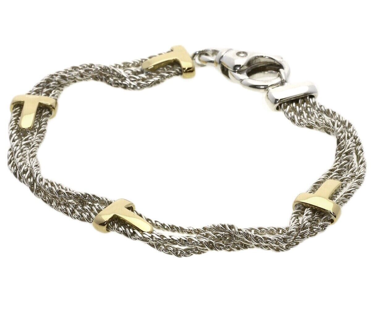 Tiffany & Co. Sterling Silver 18K Yellow Gold Twist Rope T