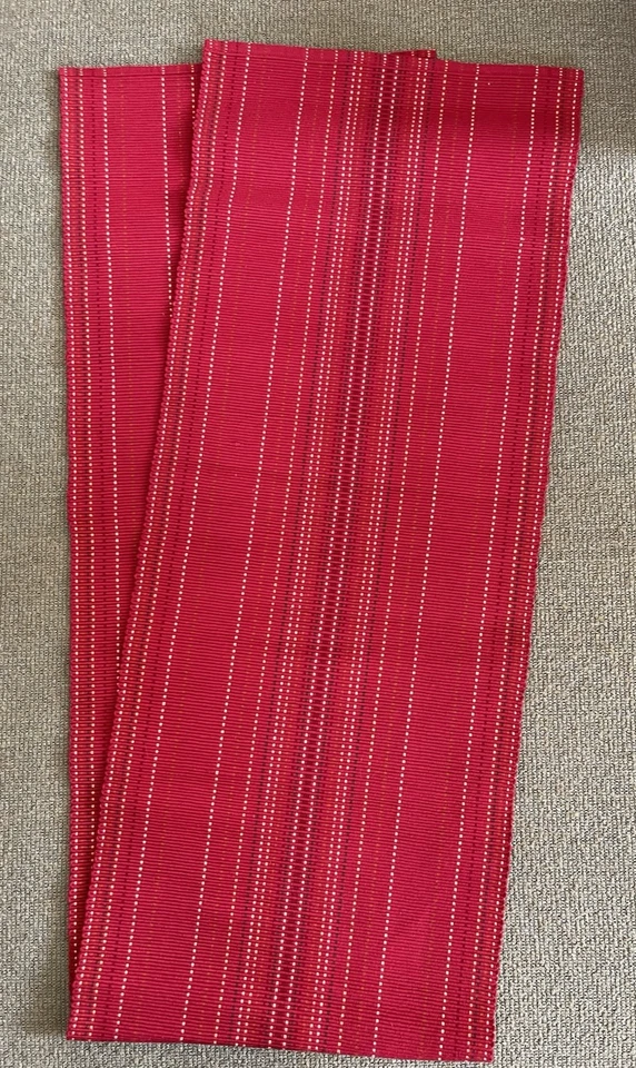 "Corredor de mesa rojo con rayas multicolores pesado 100 % algodón 14"" x 70"" hecho en India" Foto 2 de 4