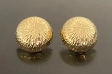 14K Solid Yellow Gold Clip on Earrings Textured Half Ball Shaped 2.93 grams