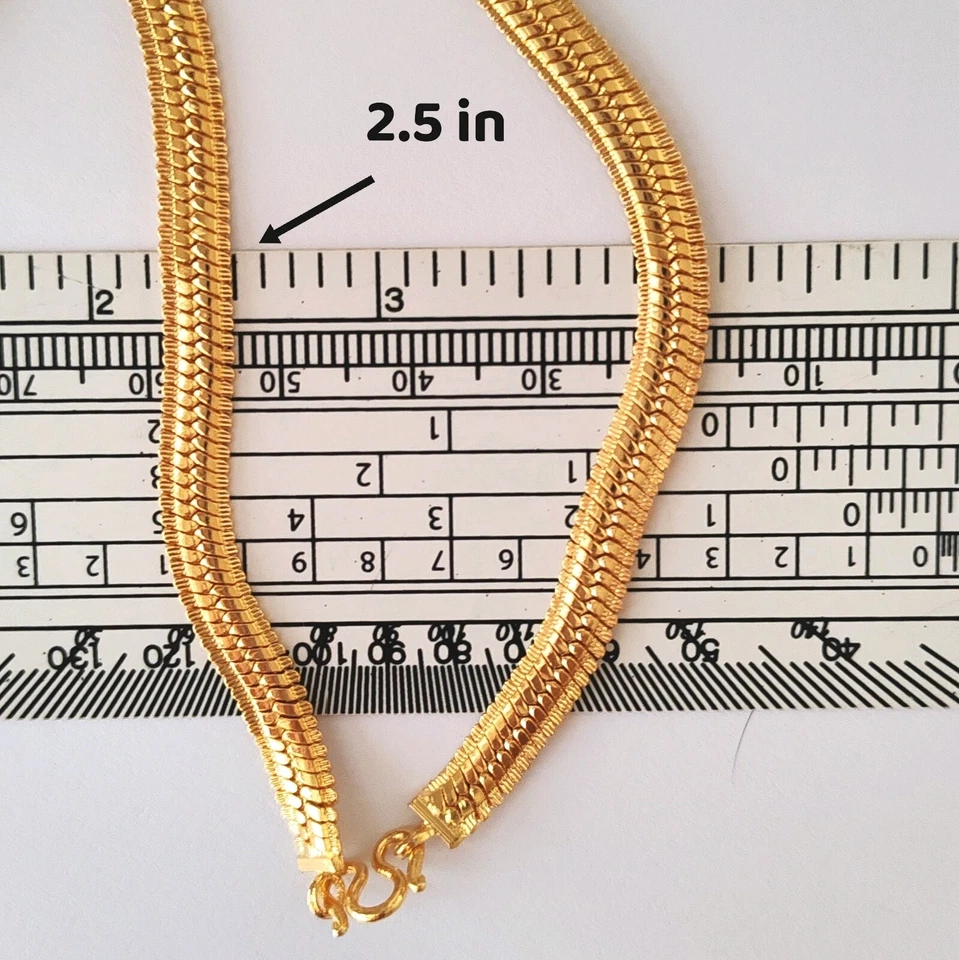 Collar Wicuas Chapado en Oro Amarillo Espiga Brillante Corto 18 IN Mujer Tailandés Foto 3 de 4