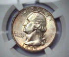 1955 Washington Quarter 25c - NGC MS65 - Attractive Dual Toner - 90% Silver