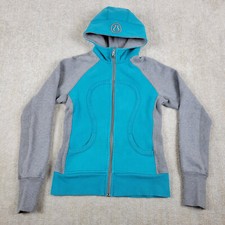 Lululemon Scuba Hoodie Womens 8 Blue Gray Full Zip ThumbHoles Sweater Athleisure