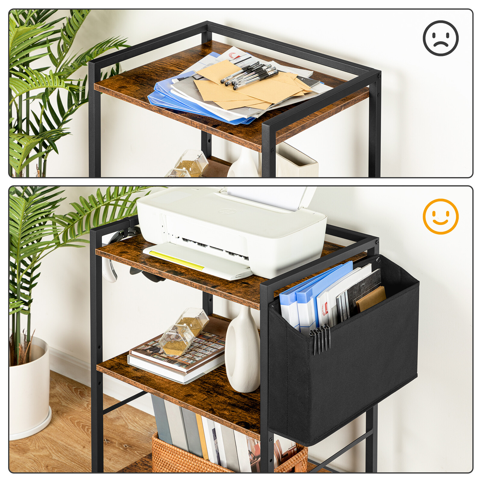 Hovothy Druckerständer Sonoma-Eiche - Mobiler Druckertisch 40x32x22,5 Cm Aus Holzwerkstoff