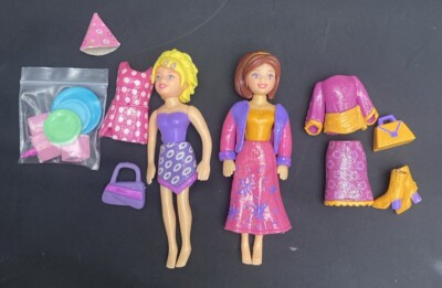 Polly Pocket 2002 Fashion Polly & Lila Surprise Party Doll Set 18 Pieces
