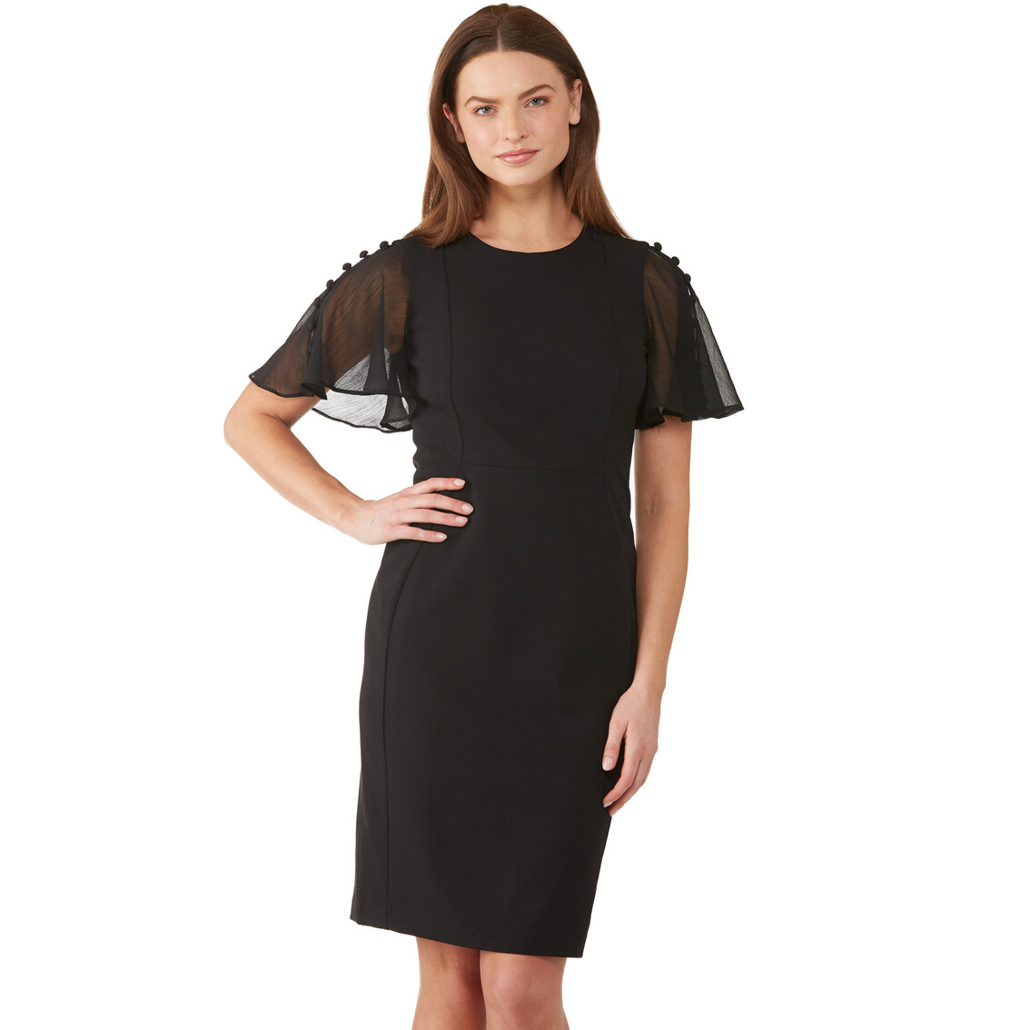 Calvin Klein Solid Black Butterfly Flutter Sleeve… - image 2