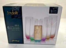JoyJolt HUE Stemless Champagne Flutes Set of 6 Colored Glasses. 9.4oz