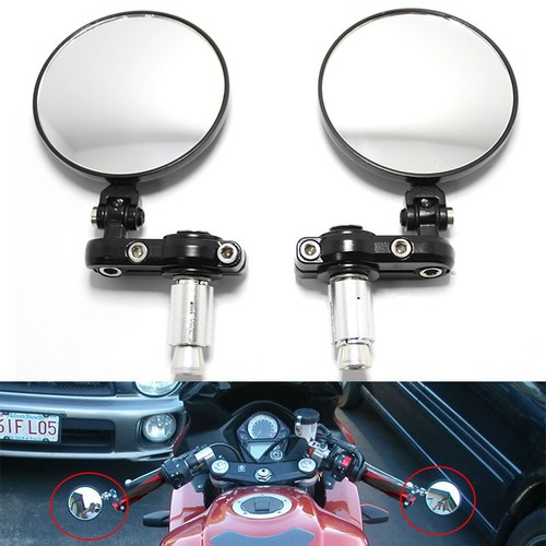 BUNDLE - 2 Items: 3" Round Bar End Side Mirrors 7/8" Handlebar Headlight Bracket Black 30mm-42mm For Cruiser Chopper Bobber Café Racer - Foto 2