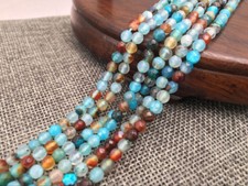 Faceted 4mm Multicolor Dragon Vein Agate Round Gemstone Loose Beads 15''