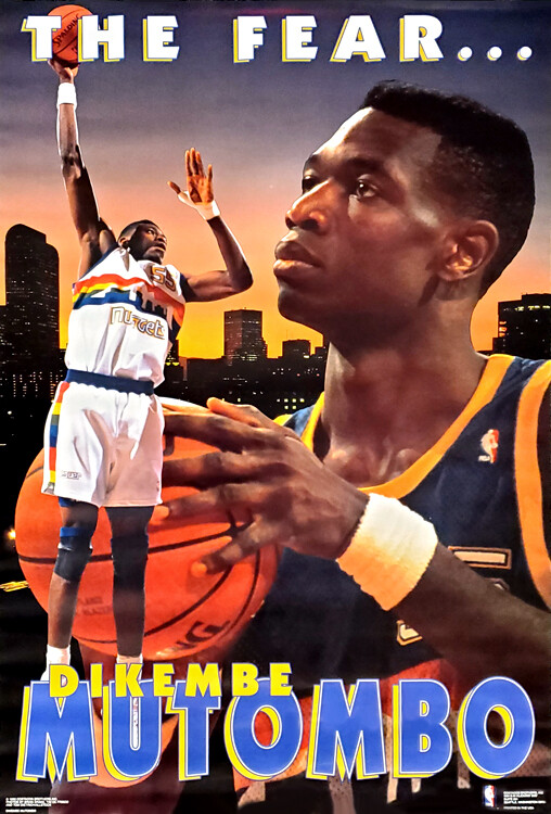 Dikembe Mutombo THE FEAR Denver Nuggets 1992 Costacos Vintage