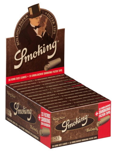 1 Box (24x) Smoking Brown Papers + Tips King Size Filtertips integriert neu! - Picture 1 of 2