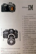 Camera guide instruction manual printed and bound folder for Nikon EM