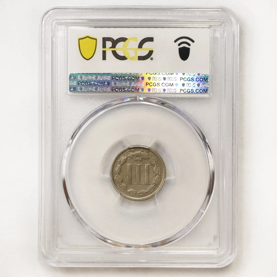 1865 III 3 Cent Nickel 3C U.S. Coin PCGS F15 Detail - Image 4 of 4