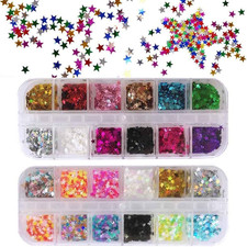 Star Glitter Confetti, 24 Boxes Holographic Sequins 3D Laser Nail Art Flakes ...