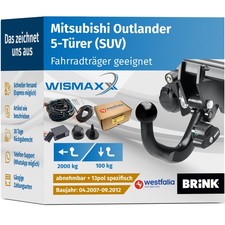 Anhängerkupplung für Mitsubishi Outlander II abnehmbar BRINK +13pol E-Satz SPEZ