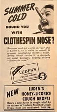 Luden's Menthol Cough Drops Summer Cold WWII Era 1944 Vintage Print Ad