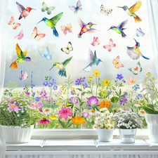 Traplace Spring Window Clings - Spring Decorations Watercolor Flower, Butterf...