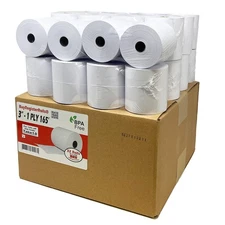 (32 Rolls) 3" x 165' 1 Ply Bond (Non –Thermal Kitchen Printer Paper) POS Rece...
