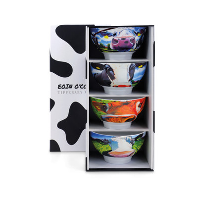 Eoin O'Connor 4er Set Schalen - Kuh Design Print