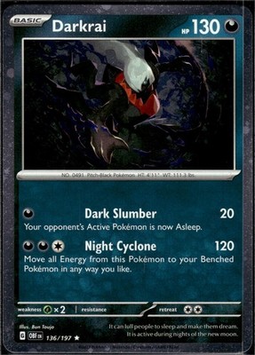 Darkrai (Cosmos Holo) Promo Darkness Holofoil SV03: Obsidian Flames 136/197 NM