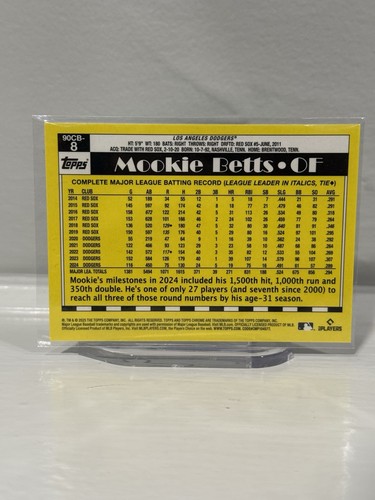 Mookie Betts 2025 Topps Chrome 35th Anniversary Green Refractor /99 #90CB-8 - Picture 5 of 8