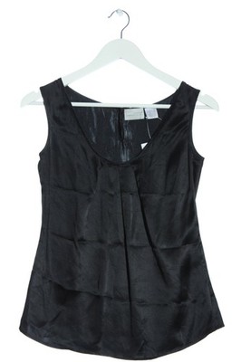 LAURA CLEMENT Seidenbluse Damen Bluse Gr. DE 32 schwarz Casual-Look