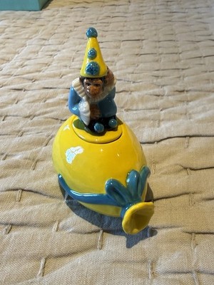 Monkey On A Balloon Birthday Box Figurine, Signed Michael Lawrence, 1996