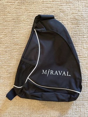 Miraval One Strap Backpack Black Cell Phone and Water Bottle Pocket Spa Day Gift