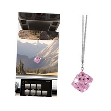 Bling Car Rear View Mirror Pendant, Creative Rhinestone Vehicle Hanging Pink