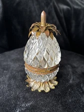 Antique Crystal Cut Glass  Pineapple Table Lighter/Hinged Box 