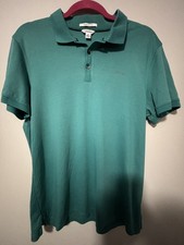 Calvin Klein Liquid Cotton Green Teal Polo Shirt Men's Medium Short Sleeve