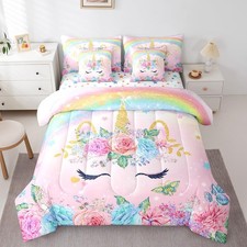 Feelyou Queen Size Unicorn Comforter Set Sheets For Kids Girls Bedroom