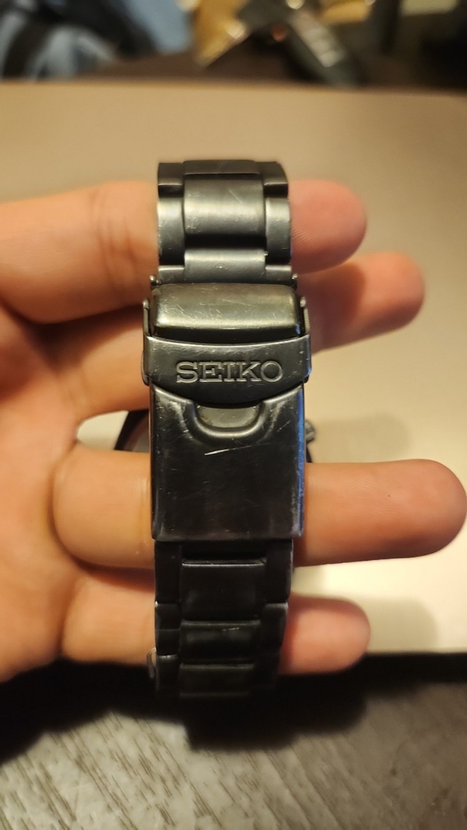 SEIKO Chronograph 100m 7T94-0BL0 Black Quartz Mens Watch | eBay
