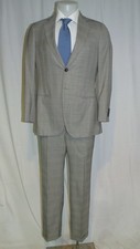 Giorgio Armani Black Label Custom Gray Plaid Two Button Suit 40R