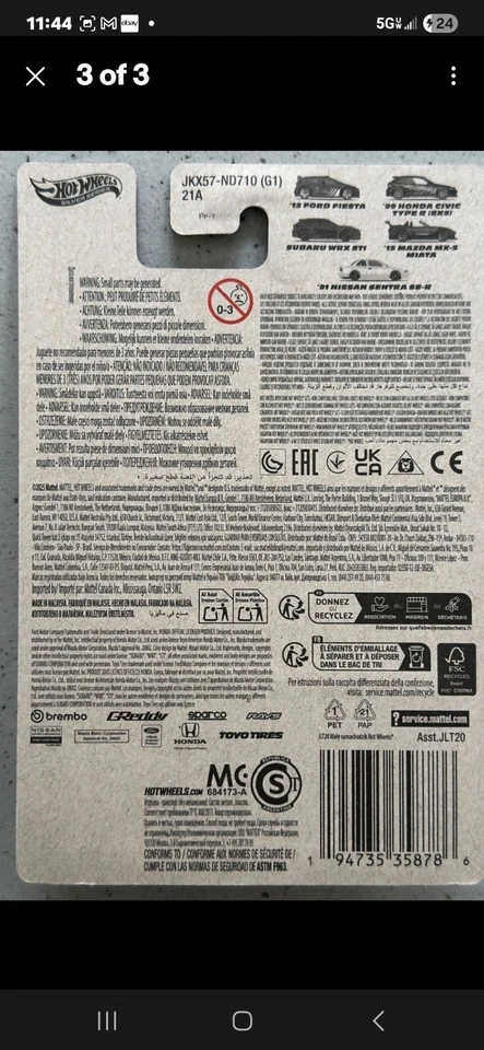 Hot Wheels 99 HONDA CIVIC TYPE R EK9 компактный Kings эксклюзивный выпуск Walmart 🔥🔥🔥 - Изображение 3 из 4