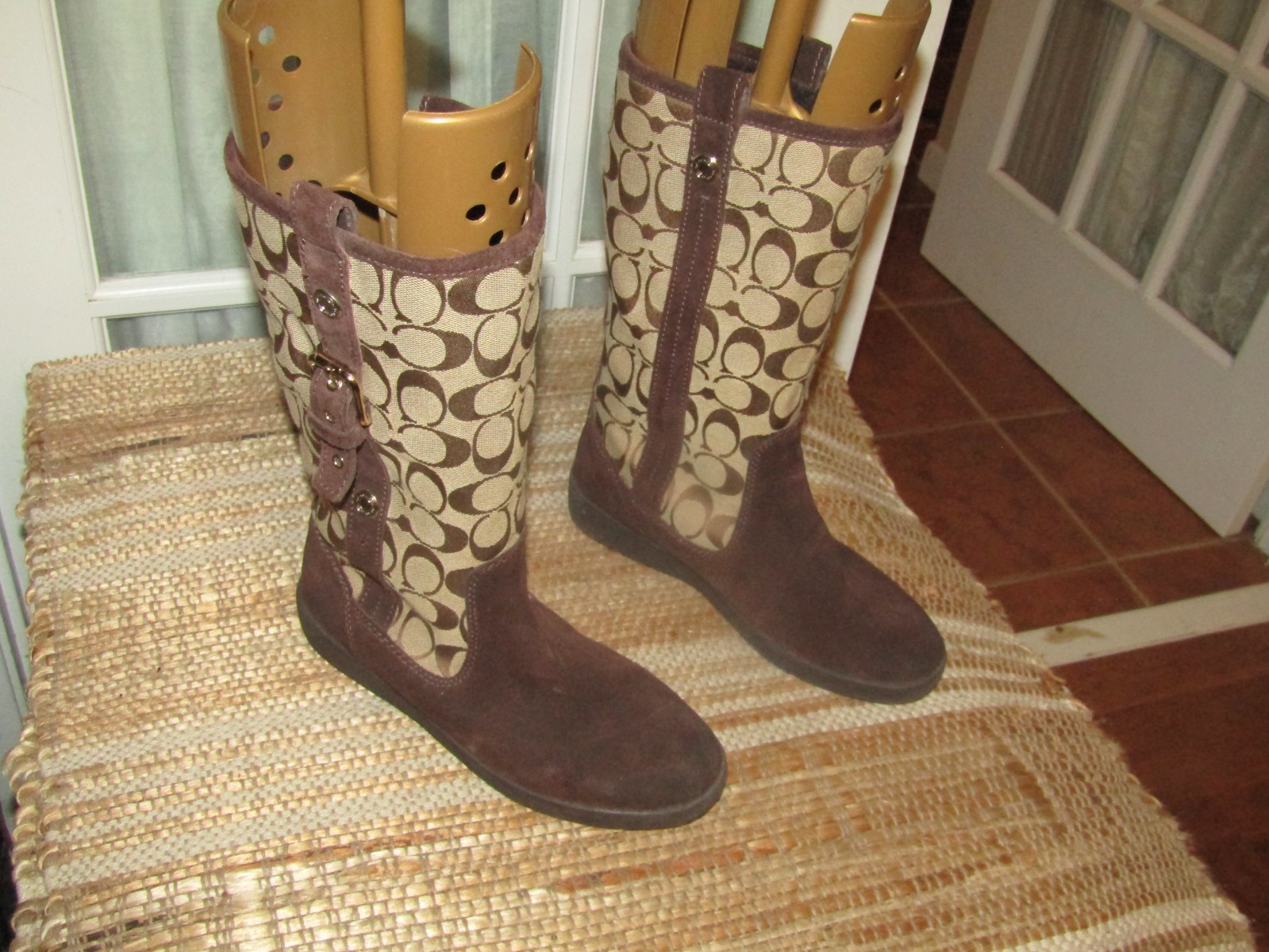 SAOLA Stivali COACH Tullip donna taglia 7 B stile marrone F2020 G12 foderati suola gomma